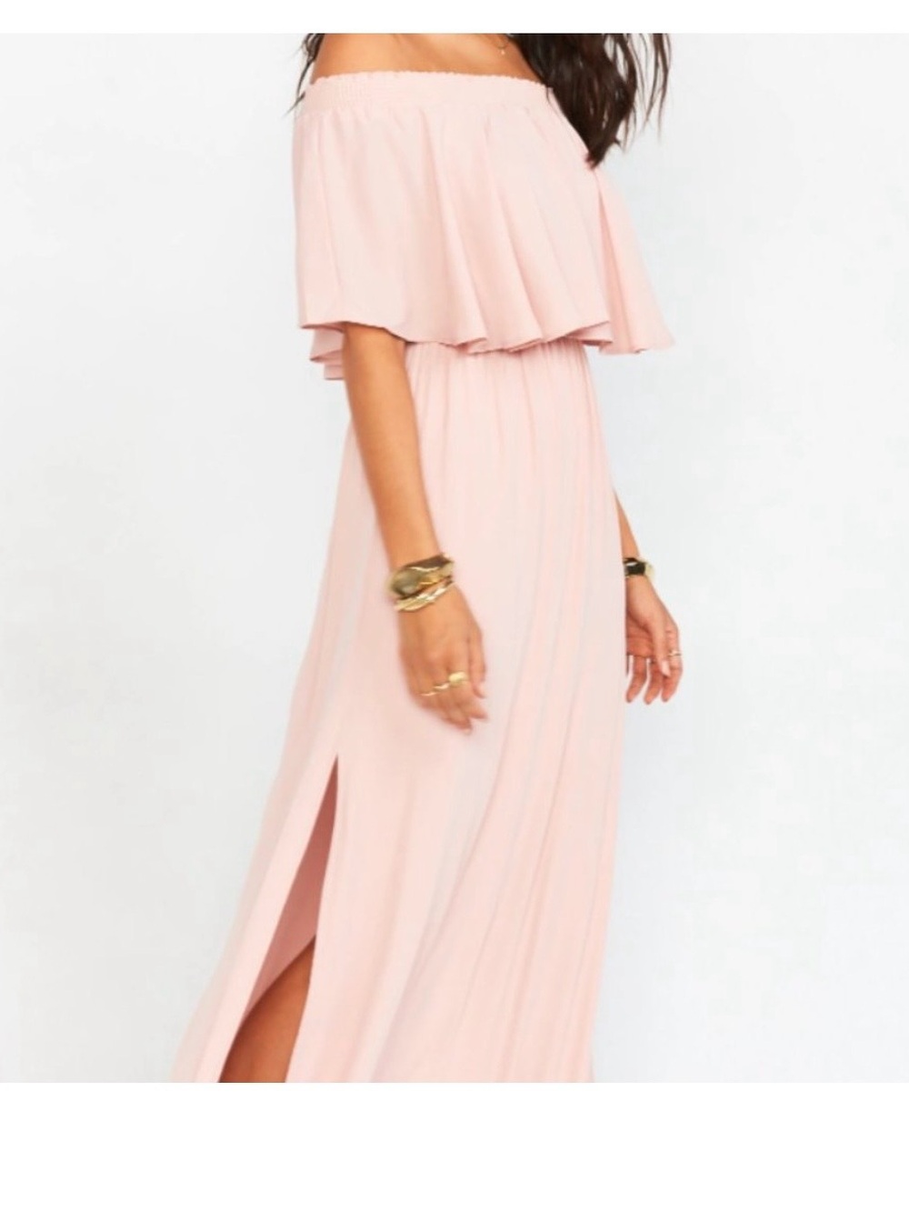 Off-Shoulder Blush Duatt Blush Crisp Maxi Dress